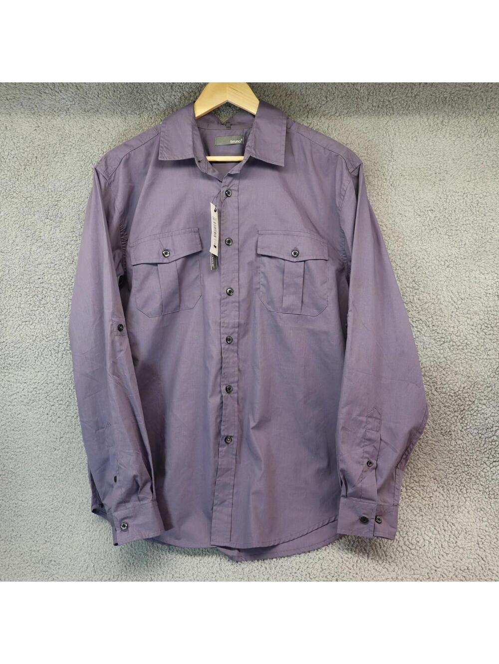 Bruno Dress Shirt Purple Long Button Med Men new defect